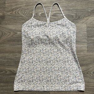 Lululemon 8 Power Y Tank Top Racerback Petite Fleur Silver Spoon Animal Print